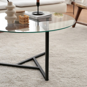 Masuta de Cafea Model Davila, 75x75x42 cm, Transparent/Negru, Blat Sticla securizata - Img 5