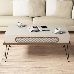 Masuta de Cafea Model Donovan, 105x56x45.8 cm, Crem - Img 2
