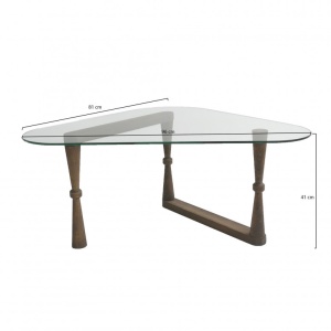 Masuta de Cafea Model Fields, 96x81x41 cm, Nuc, Lemn masiv, Blat Sticla securizata - Img 9