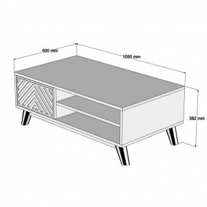 Masuta de Cafea Model Larson, 105x60x38.2 cm, Nuc/Crem - Img 4