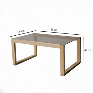 Masuta de Cafea Model Laura, 85x55x40 cm, Natural, Lemn masiv, Blat Sticla securizata - Img 9