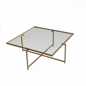 Masuta de Cafea Model Prince, 85x85x35 cm, Auriu, Blat Sticla securizata - Img 2