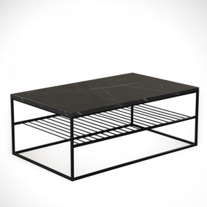 Masuta de Cafea Model Ray, 95x55x43 cm, Negru marmorat/Negru - Img 2