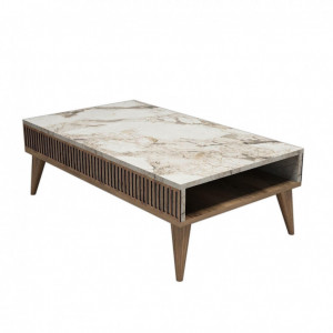 Masuta de Cafea Model Salas, 105x60x34.6 cm, Nuc/Alb - Img 3