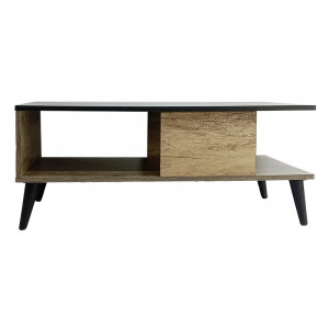 Masuta de Cafea Model Sam, 90x54x37.5 cm, Marmura neagra/Stejar sonoma - Img 2