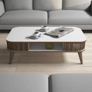 Masuta de Cafea Model Schroeder, 105x60x34.6 cm, Alb - Img 2