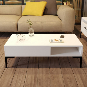 Masuta de Cafea Model Walker, 105x60x32.6 cm, Alb - Img 3