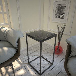 Masuta de Cafea Model Weaver, 35x35x62 cm, Negru marmorat - Img 4