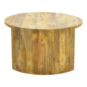 Măsuță de cafea Orban, din lemn masiv, Natur, Ø80 × 45 cm - Img 5