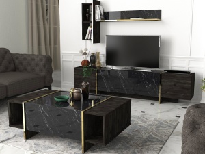 Măsuţă de cafea Veyron Negru 103.8x37.3x60 cm - Img 3