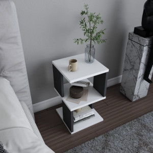 Noptiera Model Ramirez, Alb/Antracit, 29.6x29.6x49.4cm - Img 2