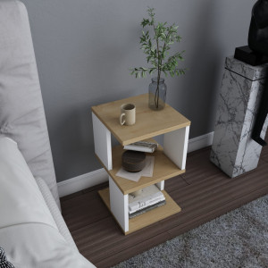 Noptiera Model Ramirez V2, Alb/Stejar, 29.6x29.6x49.4cm - Img 2