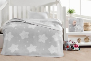 Patura Bebelusi Model Star Light Grey - Img 1