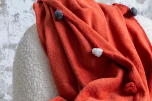 Patura pentru Pat Dublu Model Pom Pom Tile Red - Img 4
