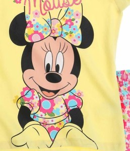 Pijama galbena cu maneca scurta Minnie Mouse - Img 2