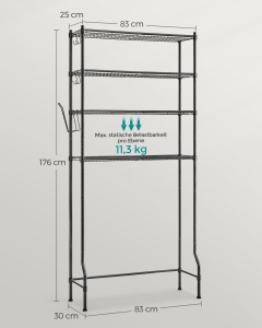 Raft baie WC Songmics Negru 83x30x179 cm - Img 5