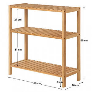 Raft pentru baie, cu 3 polite Model Itzel, Natural, 59x26x66 cm - Img 4