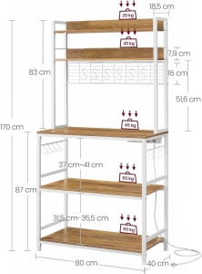 Raft pentru bucatarie Model Ishaan, Maro/Alb, 80x40x170 cm - Img 3