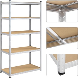 Raft Songmics, 5 rafturi, 50 x 100 x 200 cm, Silver, GLR050E01 - Img 2