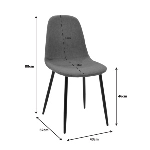 Scaun Bella, gri/natural, 43.5x52x89 cm - Img 5