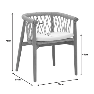 Scaun cu Brate Model Abby, Natur/Crem, 60x58x78 cm - Img 8