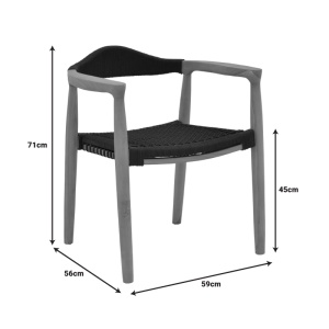 Scaun cu Brate Model Ganny, Negru, 59x56x71 cm - Img 8