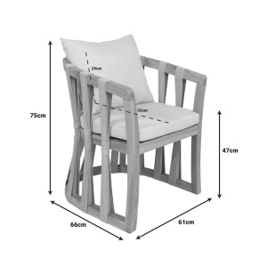 Scaun cu Brate Model Morani, Natur, 61x66x75 cm - Img 6