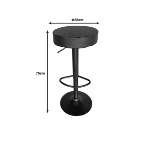 Scaun de bar Dianors, negru/negru, 38x38x75 cm - Img 4