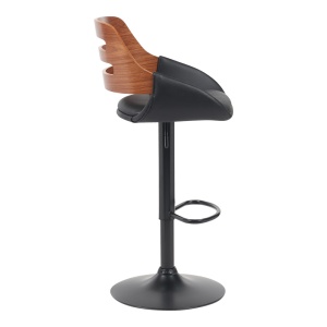 Scaun de bar Fern, negru/nuc, 50x48.5x89-110.5 cm - Img 3