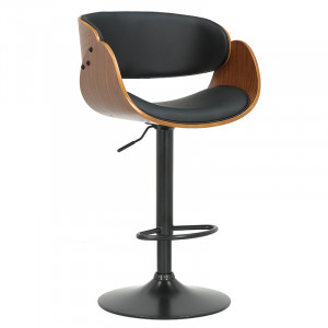 Scaun de bar, inaltime ajustabila, Model Hadley, Nuc/Negru, 54x59x113 cm - Img 1