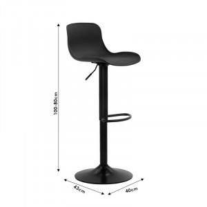 Scaun de bar, inaltime ajustabila, Model Walden, Alb, 40x43x100 cm - Img 2