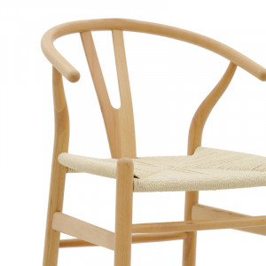 Scaun de bar Model Wishbone, Natur, 53x54x107 cm - Img 6