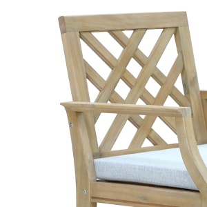 Scaun de bar pentru exterior, Model Amalfi, culoare bej si natural, lemn masiv de salcam, 59x63.5x104.9 cm - Img 11