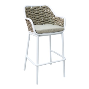 Scaun de bar pentru exterior Model Zuki, Alb, 55x54x109 cm