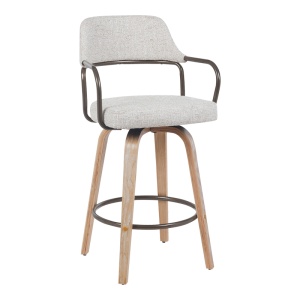 Scaun de bar rotativ Tertia, bej/maro, 54x52x98 cm