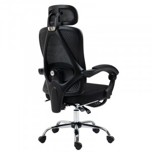 Scaun de birou manager cu suport pentru picioare Titan Premium Quality tesatura de calitate superioara - plasa neagra - Img 6