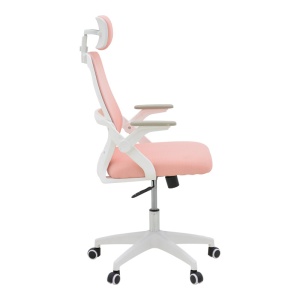 Scaun de birou Peja, alb/roz, 58x60x107-117 cm - Img 3