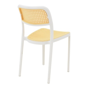 Scaun de exterior, Model Westley, culoare alb si bej, Polipropilena, 55x47x81 cm - Img 10