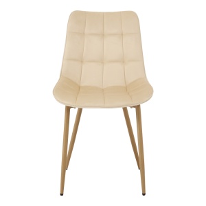 Scaun dining Berne, tapițat cu catifea, Crem/Natur, 53 × 57 × 87 cm - Img 4