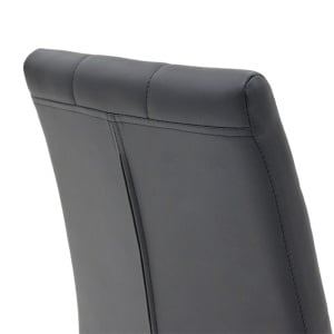 Scaun dining Darrell, tapițat cu piele ecologică, cadru metalic cromat, Negru/Crom, 42 × 49 × 106 cm - Img 5