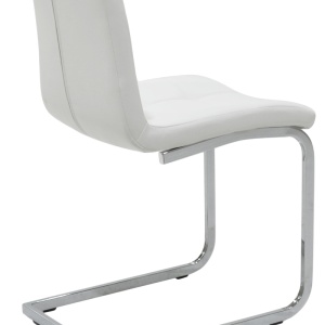 Scaun dining Darrell, tapițat cu piele ecologică, cadru metalic cromat, Alb/Crom, 42 × 49 × 106 cm - Img 8