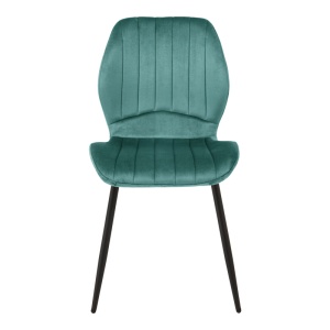 Scaun dining Jelour, tapițat cu catifea, Albastru petrol/Negru, 55 × 54,5 × 84,5 cm - Img 4