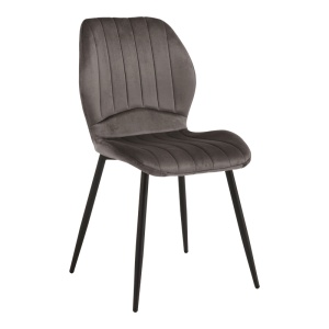 Scaun dining Jelour, tapițat cu catifea, Gri închis/Negru, 55 × 54,5 × 84,5 cm