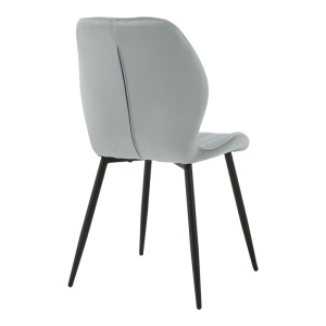 Scaun dining Jelour, tapițat cu catifea, Gri/Negru, 55 × 54,5 × 84,5 cm - Img 2