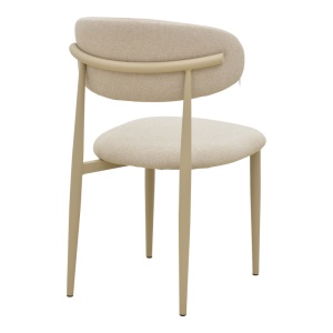 Scaun dining Kaourt, tapițat cu material textil, Bej/Crem, 49 × 55 × 80 cm - Img 3