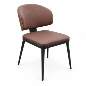 Scaun dining Leyla, tapițat cu piele ecologică, Maro/Negru, 46 × 46 × 82,5 cm - Img 2