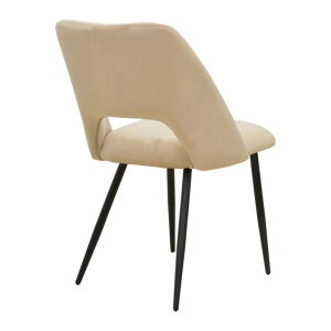 Scaun dining Nelda, tapițat cu catifea, Bej/Negru, 44 × 58 × 82 cm - Img 3