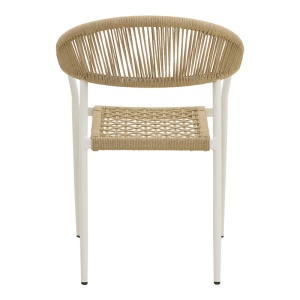 Scaun Grădină Ammos, Stivuibil, Aluminiu/Sfoară, Alb/Natural, 56x61.5x82 cm - Img 6