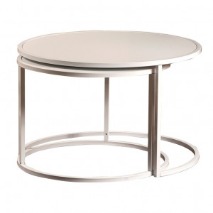 Set 2 Masute de Cafea Model Barron, 80x80x50/66x66x43 cm, Alb - Img 6