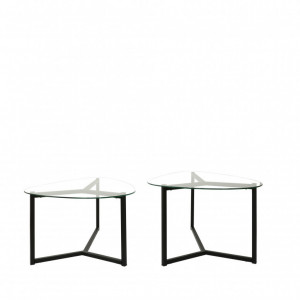 Set 2 Masute de Cafea Model Duncan, 82x58x40/82x58x36 cm, Negru mat, Blat Sticla securizata - Img 8